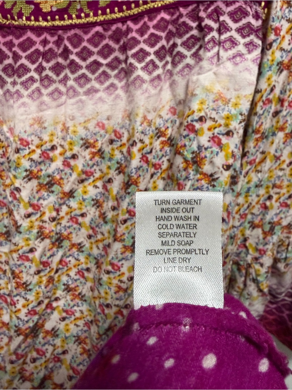 Ivy Jane Magenta Boho Tunic Embroidered Bell Sleeves Women’s Size XL - Picture 4 of 6